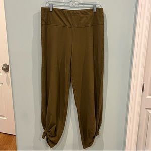 Pact Women's Organic Cotton Knotted Split Hem Lounge Pants Olive Green Large L